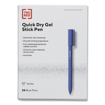 TRU RED™ Quick Dry Gel Pen, Stick, Medium 0.7 Mm, Blue Ink, Blue Barrel, 24-pack freeshipping - TVN Wholesale